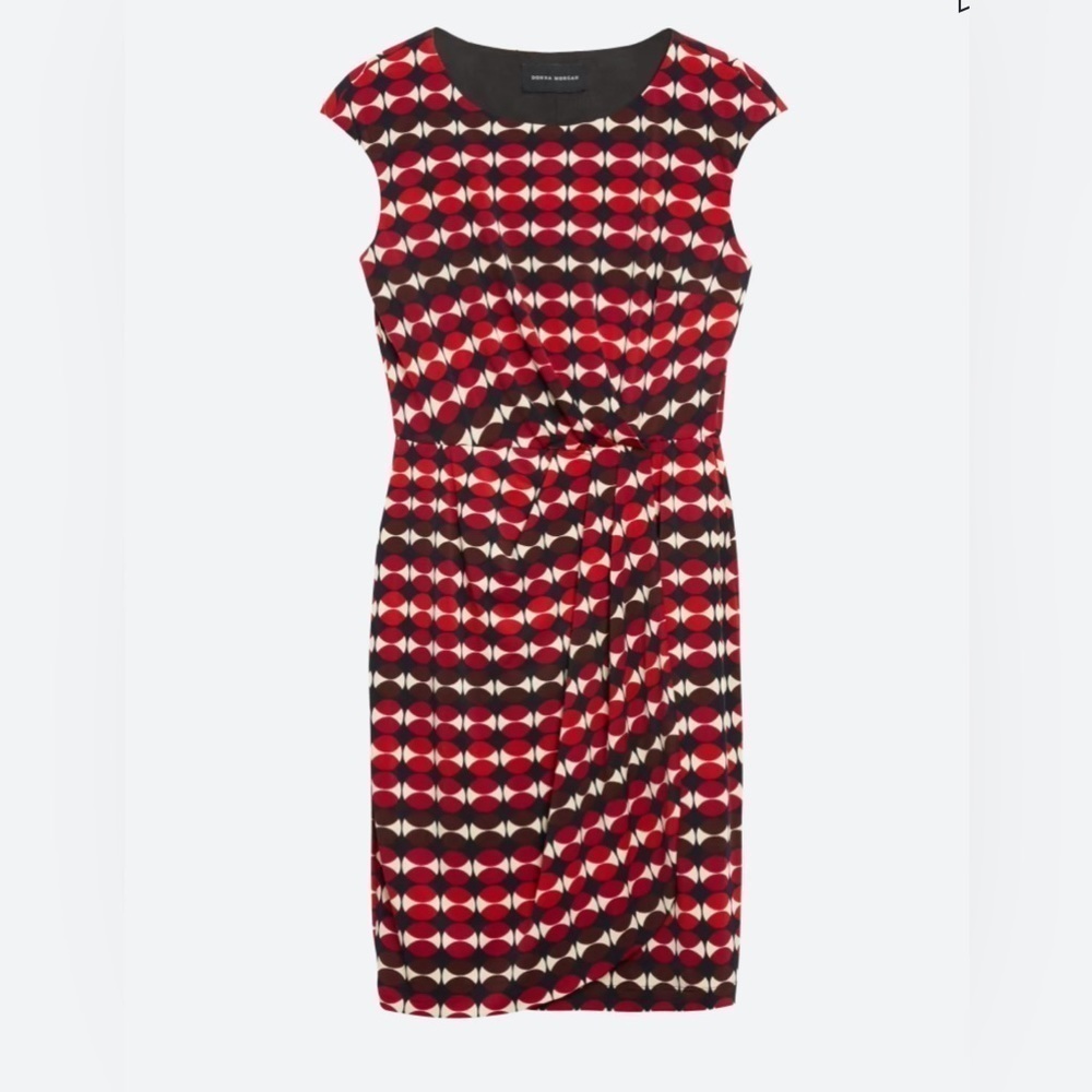 Donna Morgan Brianna Jersey Knit Red and Navy Blue Dress Size 12